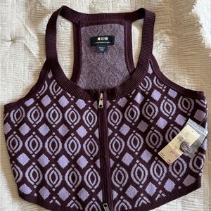 Maeve by  Anthropologie- Purple Patterned Crop Top NWT